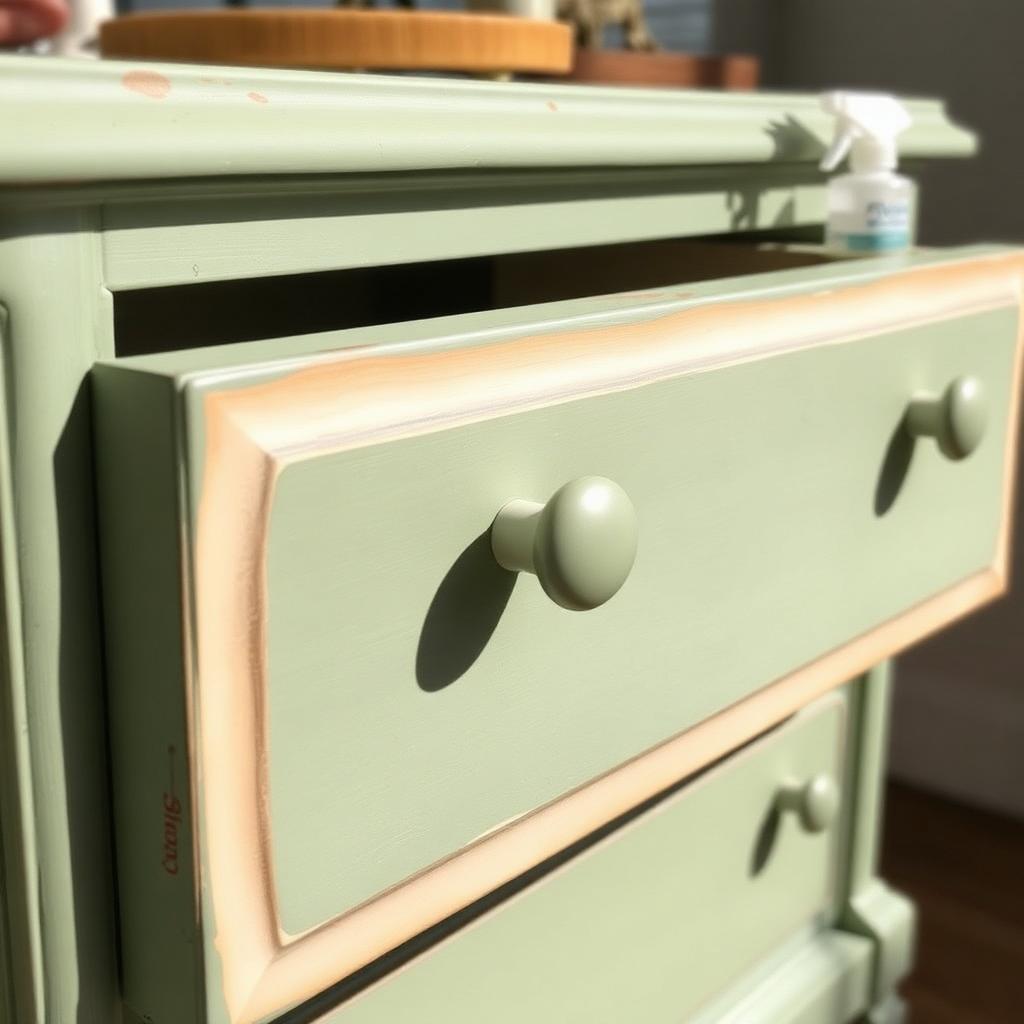 Dresser drawer with two softly blended chalk paint colors